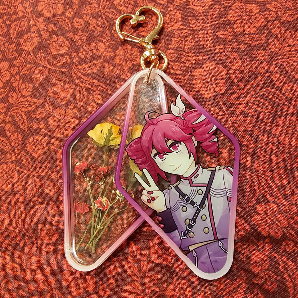 4-2023 Kasane Teto (SynthV) Dried Flower Acrylic Charm