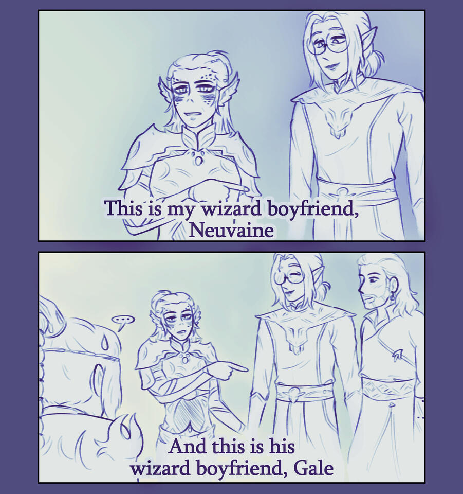 06-2024 Comic featuring Lae&#39;zel, Neuvaine (Tav), Gale, and Shadowheart from Baldur&#39;s Gate 3