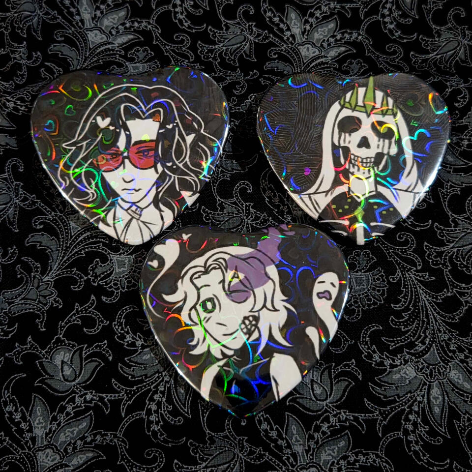 9-2025 Original Undead Men Heart Buttons (with heart holo)